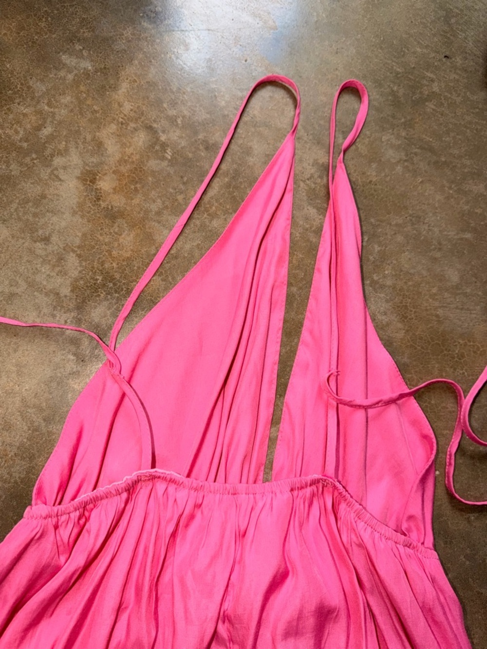 Lioness Hot Pink Maxi Dress Size 10 Plunge Neck Slit Vacation Dress - Picture 7 of 12